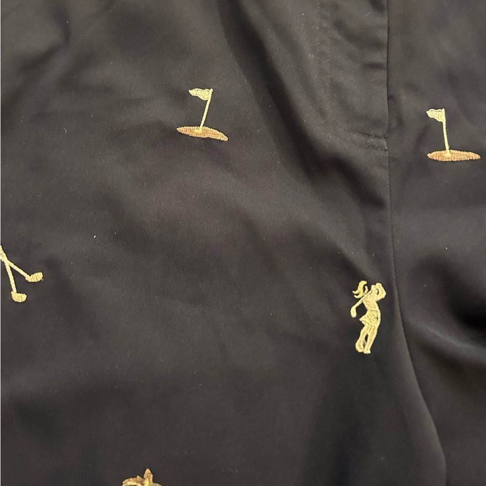 Coral Bay Golf Navy Shorts Embroidered Clubs Palm Tree Flat Front Size 14 - Picture 3 of 11